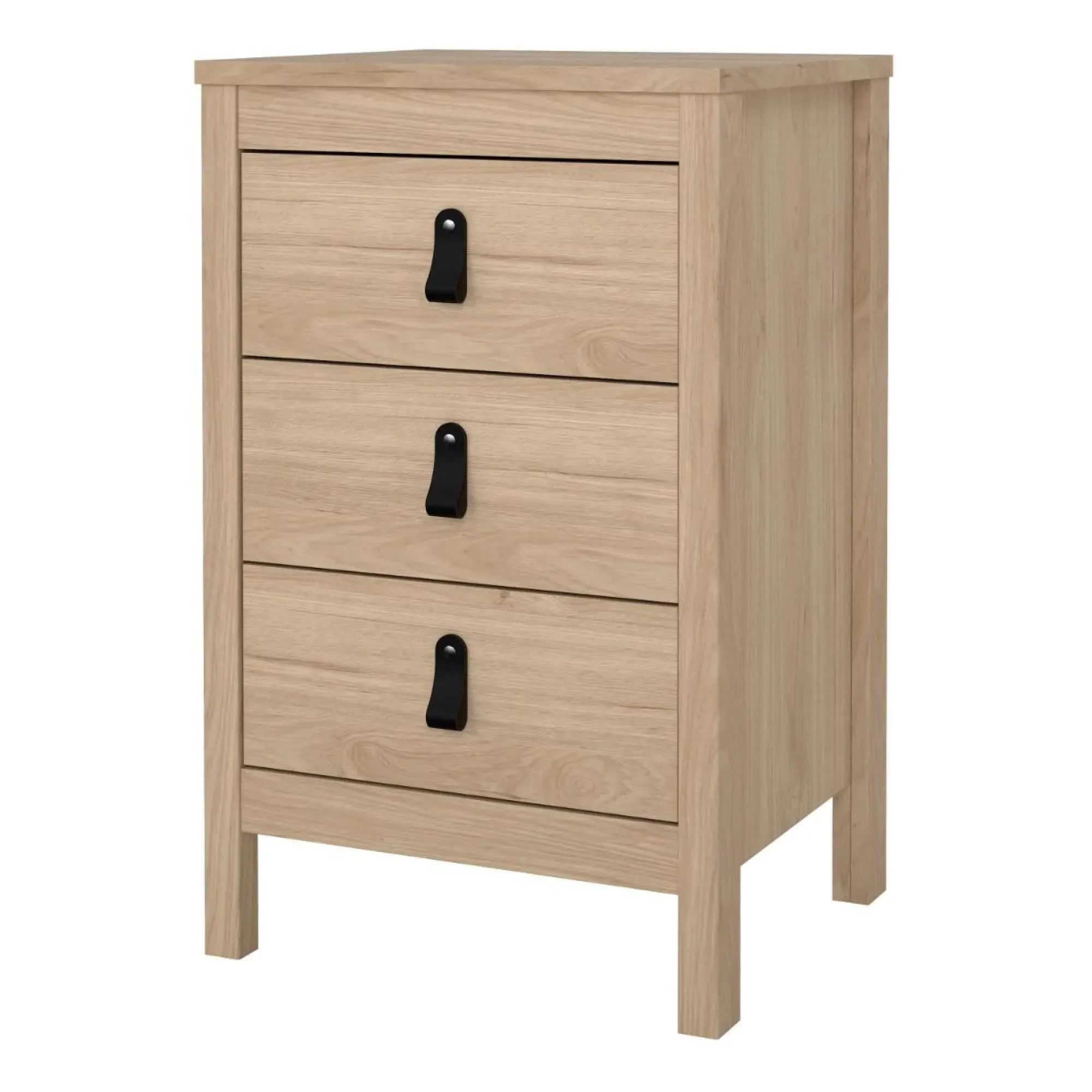 Barcelona Jackson Hickory 3 Drawer Bedside Table - Oak