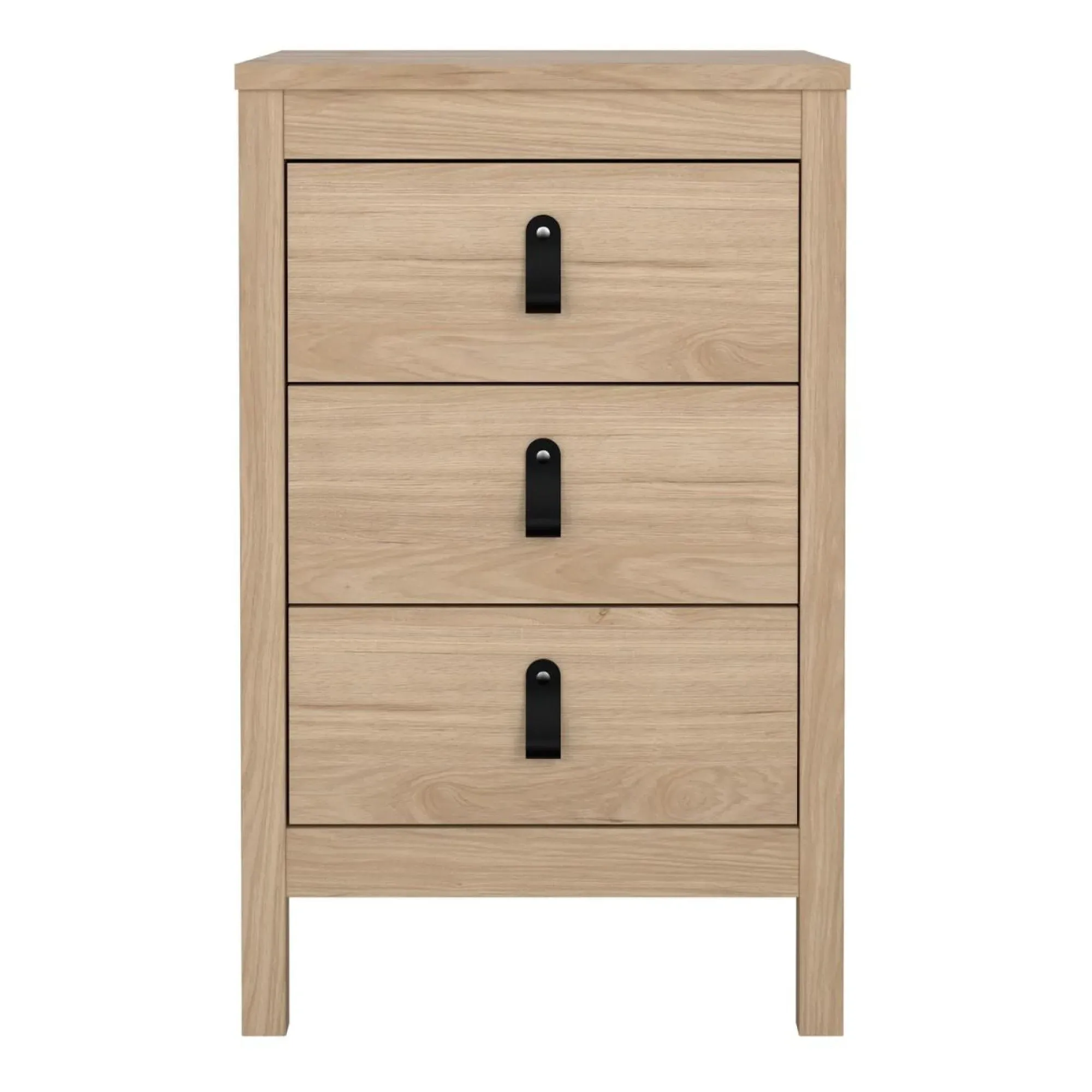 Barcelona Jackson Hickory 3 Drawer Bedside Table - Oak