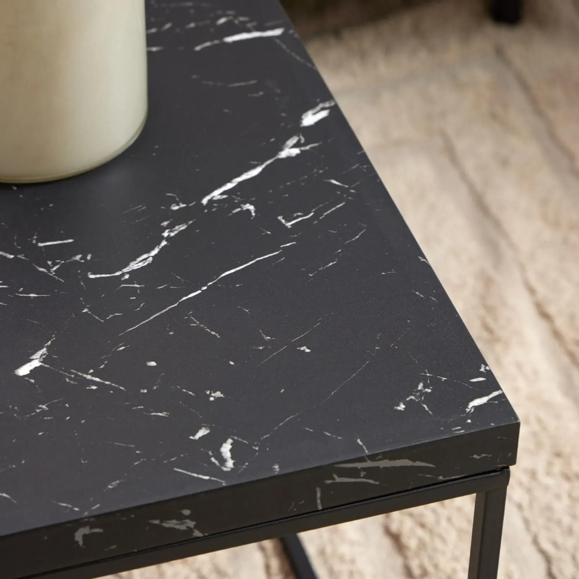 Barossa Coffee Table - Black, Marble Effect