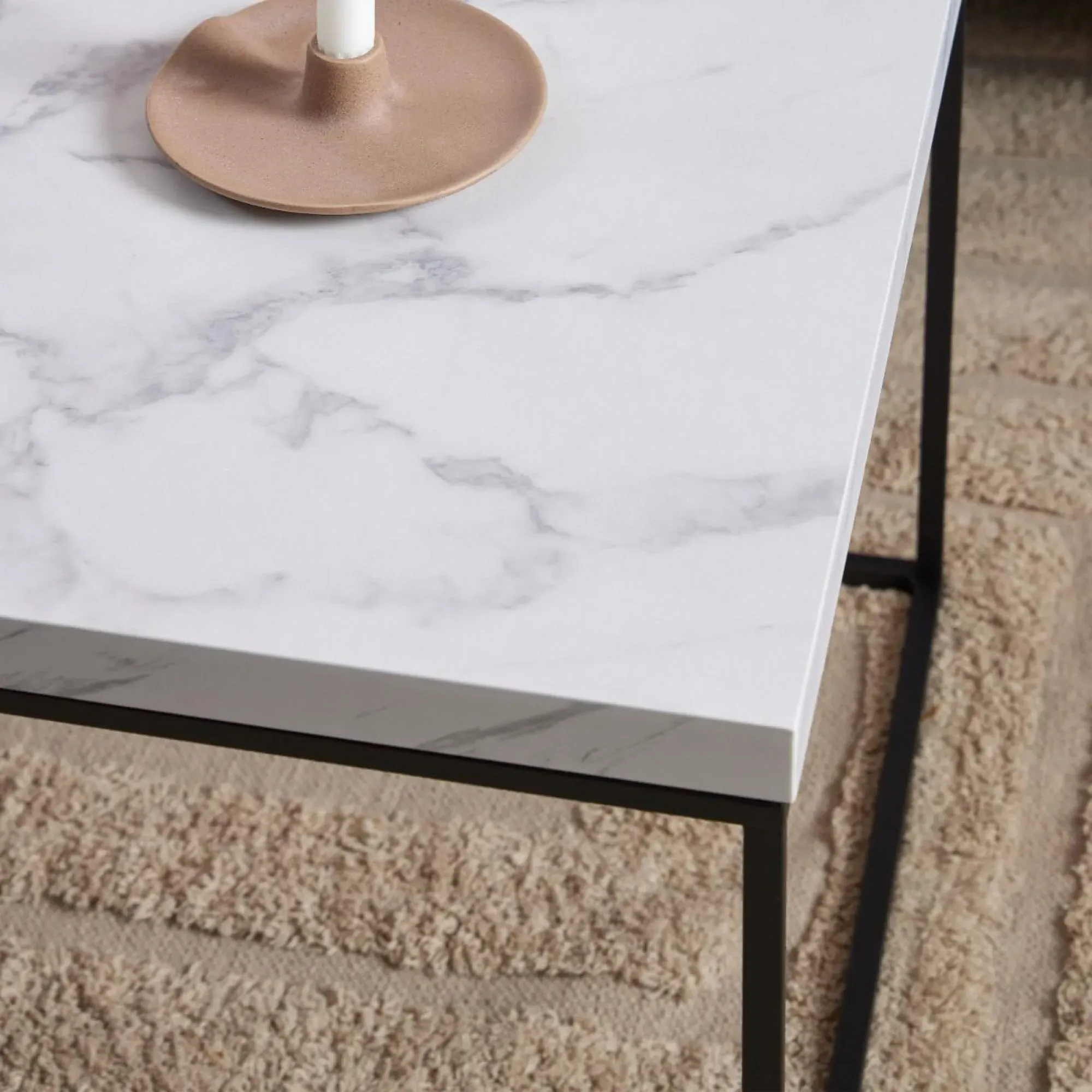 Barossa Coffee Table - White, Marble Effect