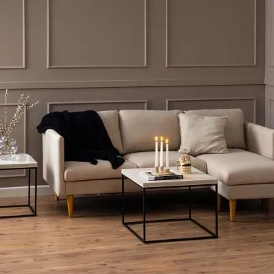 Barossa Square Coffee Table - Beige, Faux Travertine image