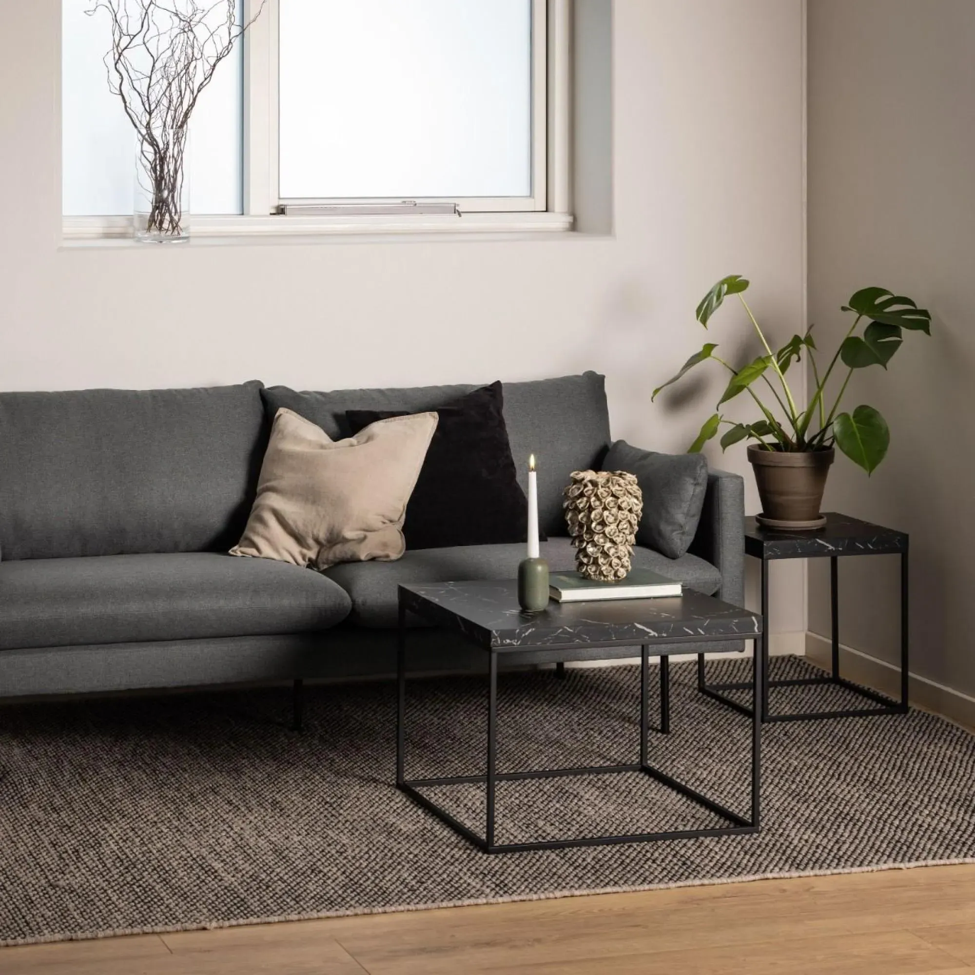 Barossa Square Coffee Table - Black, Marble