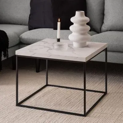 Barossa Square Coffee Table - White, Marble Effect