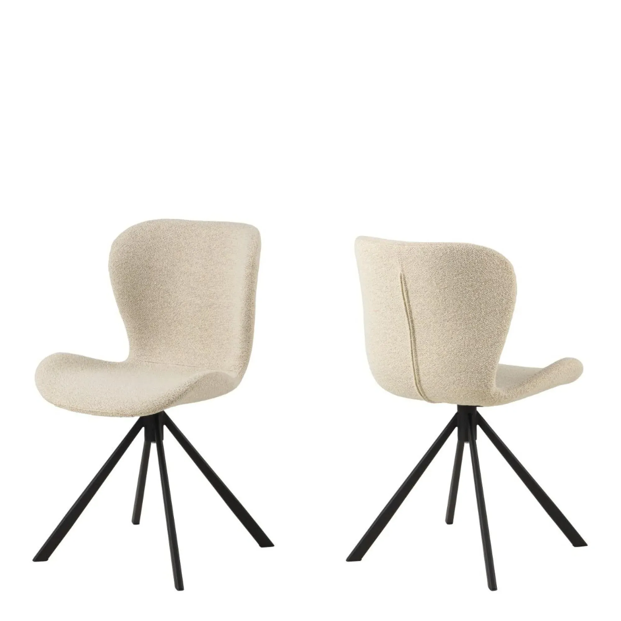 Batilda Swivel Dining Chair Set of 2 - Cream, Fabric