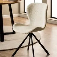 Batilda Swivel Dining Chair Set of 2 - Cream, Fabric
