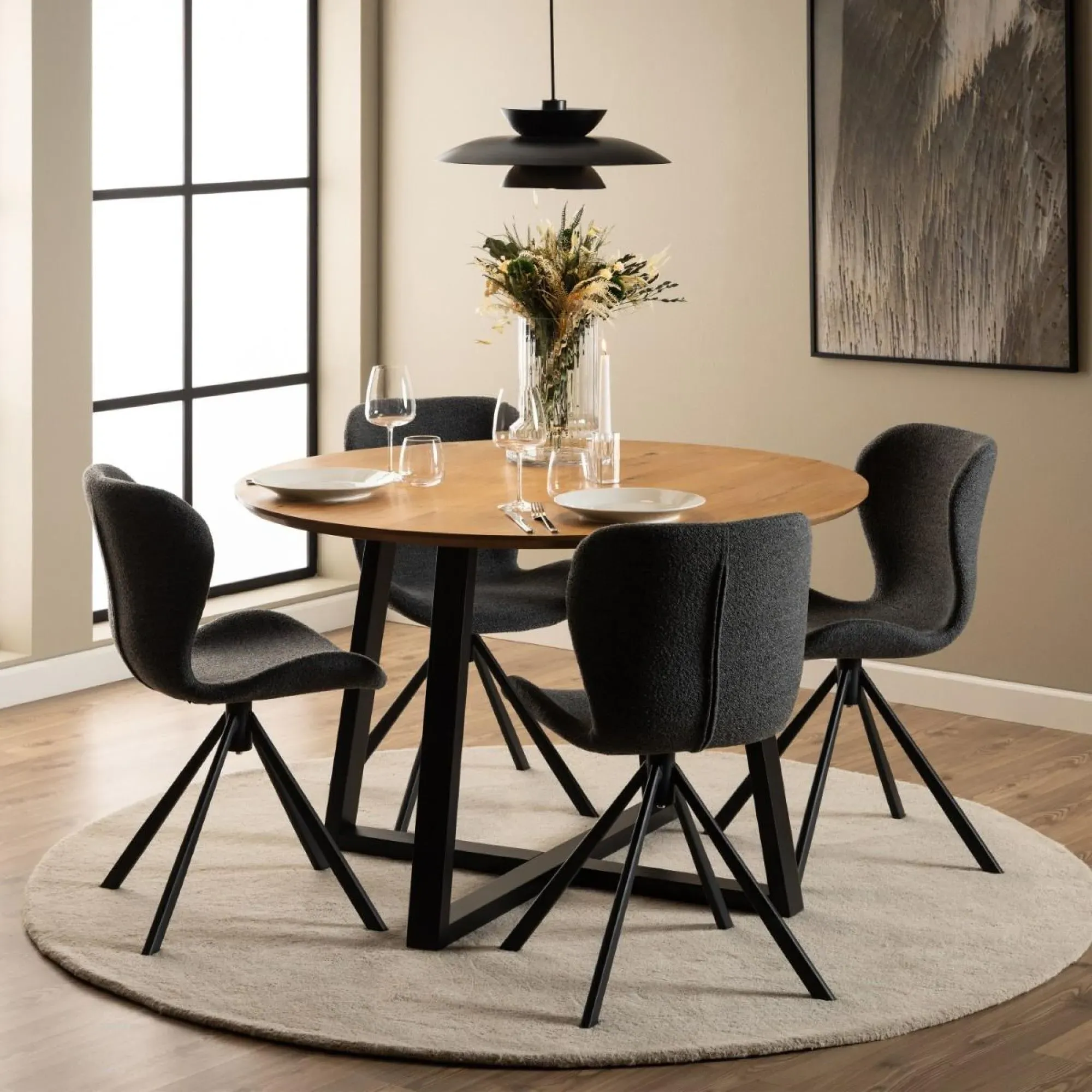 Batilda Swivel Dining Chair Set of 2 - Grey, Fabric