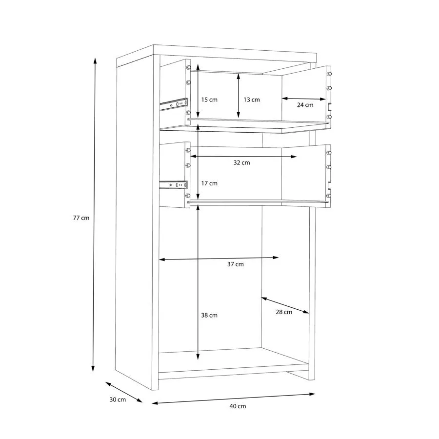 Best 2 Drawer 1 Door Cabinet - Oak, White