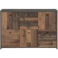 Best 2 Drawer 5 Door Wide Chest - Grey, Wood