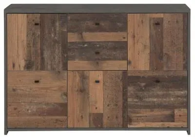 Best 2 Drawer 5 Door Wide Chest - Grey, Wood image