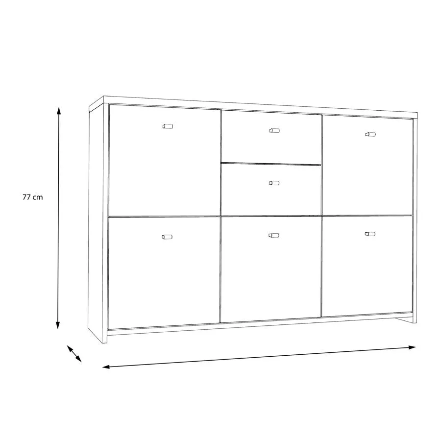 Best 2 Drawer 5 Door Wide Chest - Oak, White