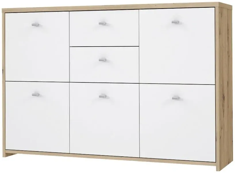 Best 2 Drawer 5 Door Wide Chest - Oak, White