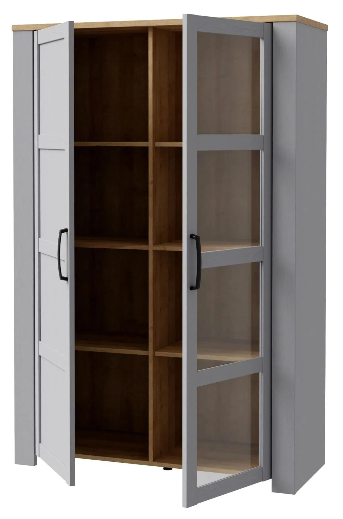 Bohol 2 Door Display Cabinet - Grey, Riviera Oak