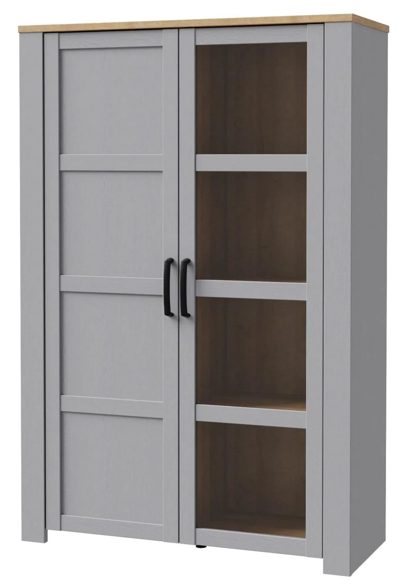 Bohol 2 Door Display Cabinet - Grey, Riviera Oak