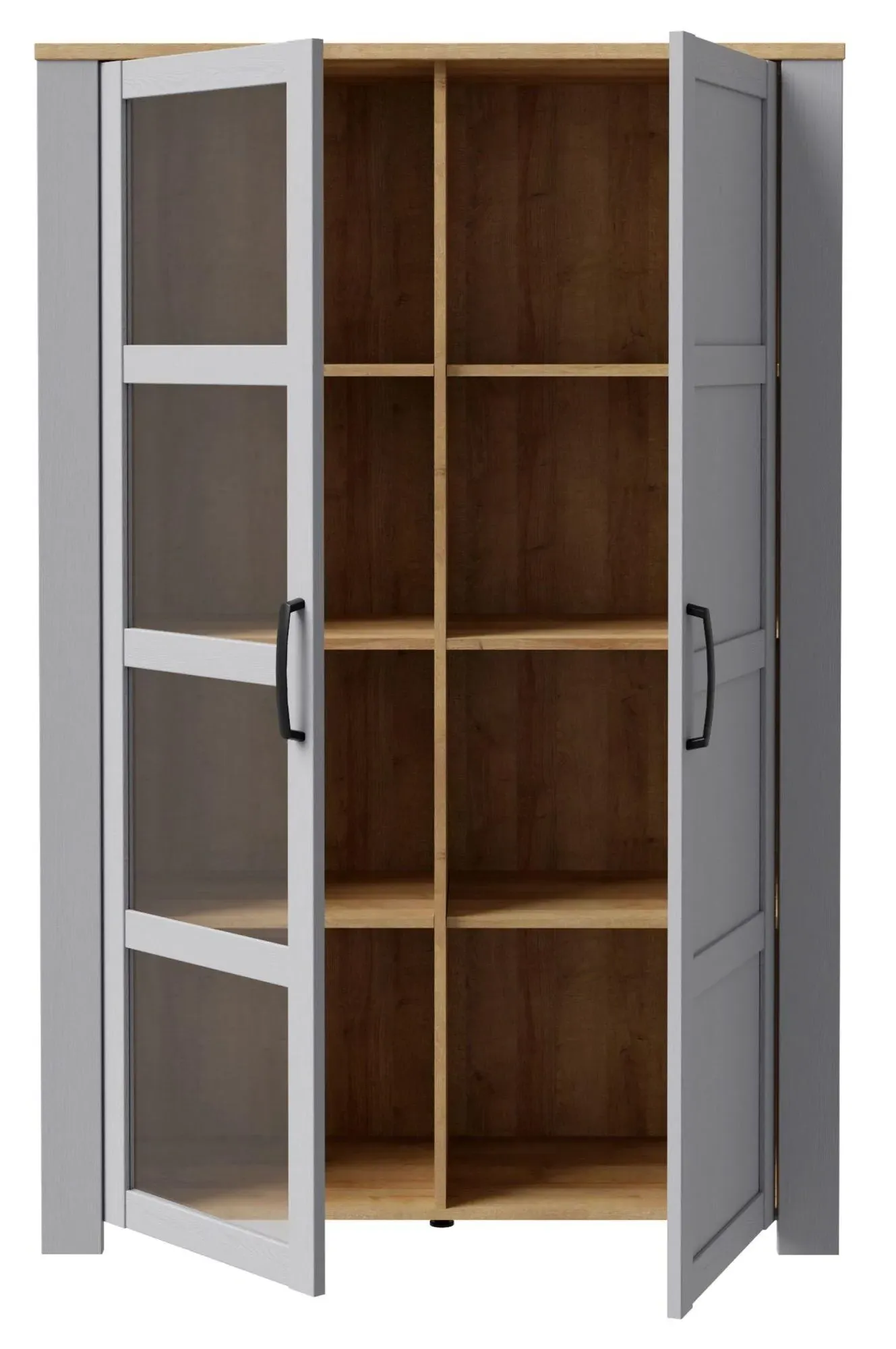 Bohol 2 Door Display Cabinet - Grey, Riviera Oak