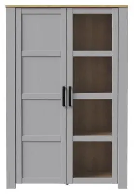 Bohol 2 Door Display Cabinet - Grey, Riviera Oak image