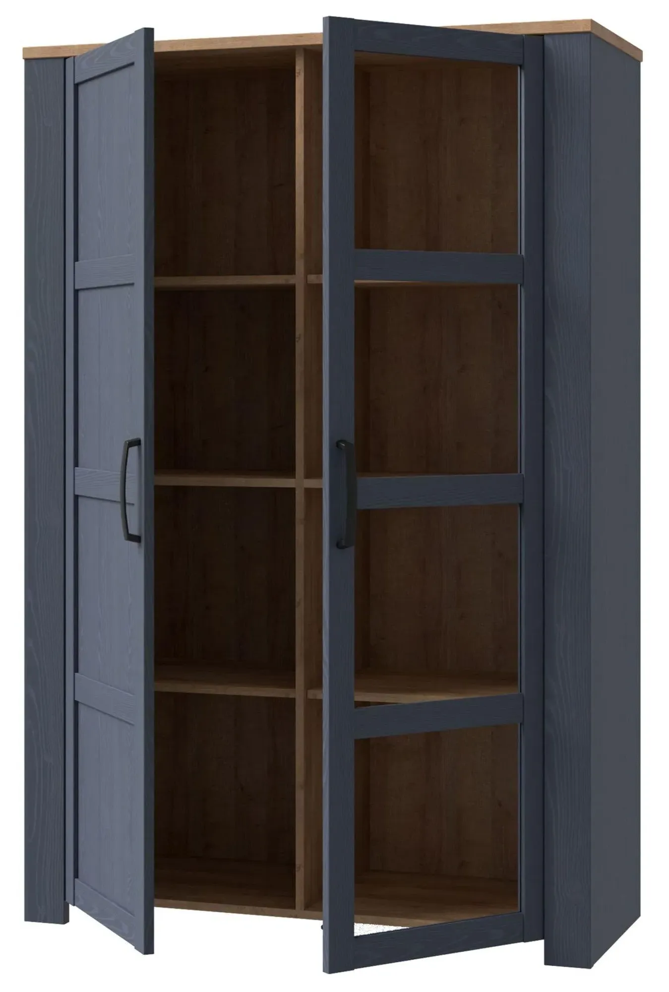 Bohol 2 Door Display Cabinet - Navy, Riviera Oak