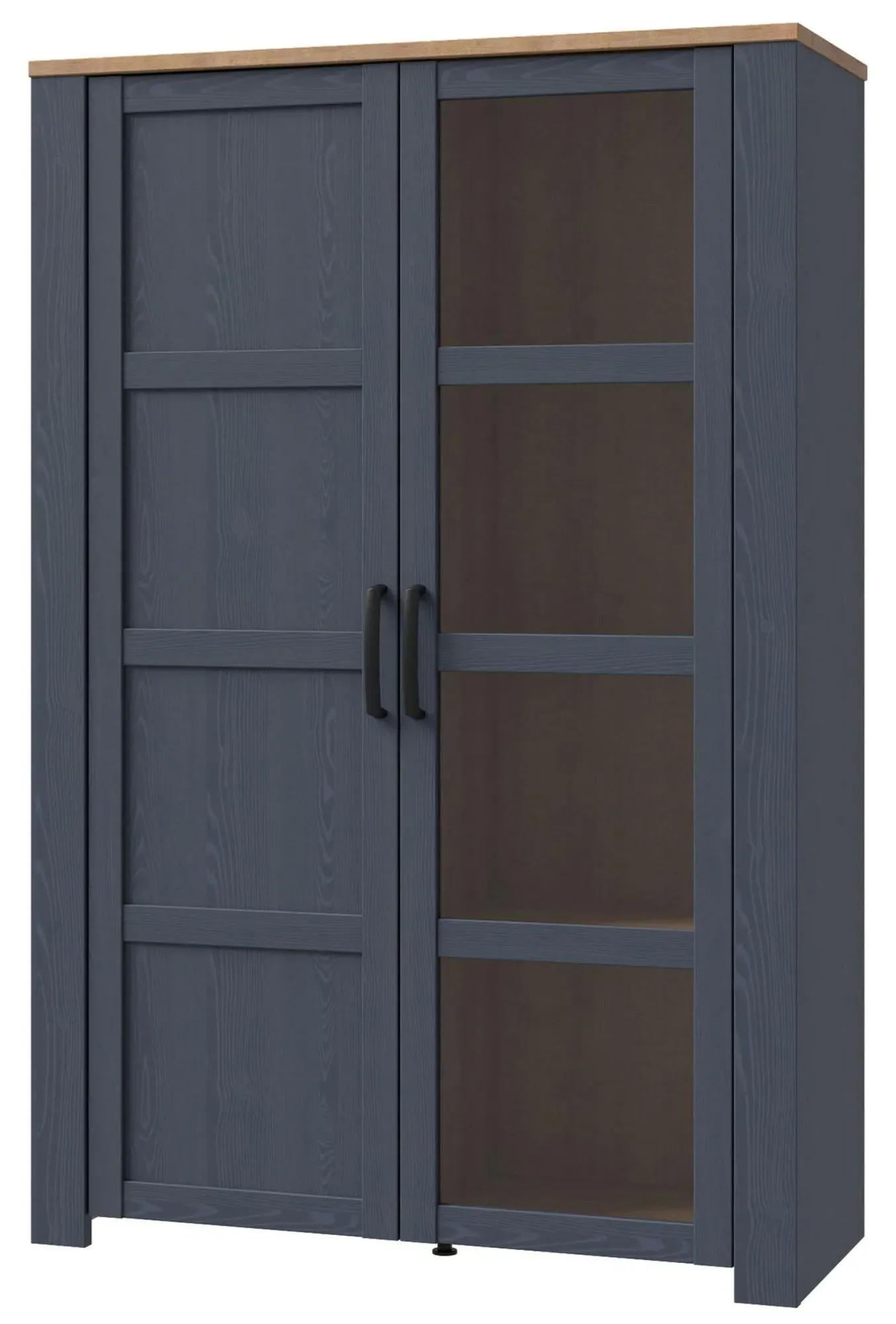 Bohol 2 Door Display Cabinet - Navy, Riviera Oak