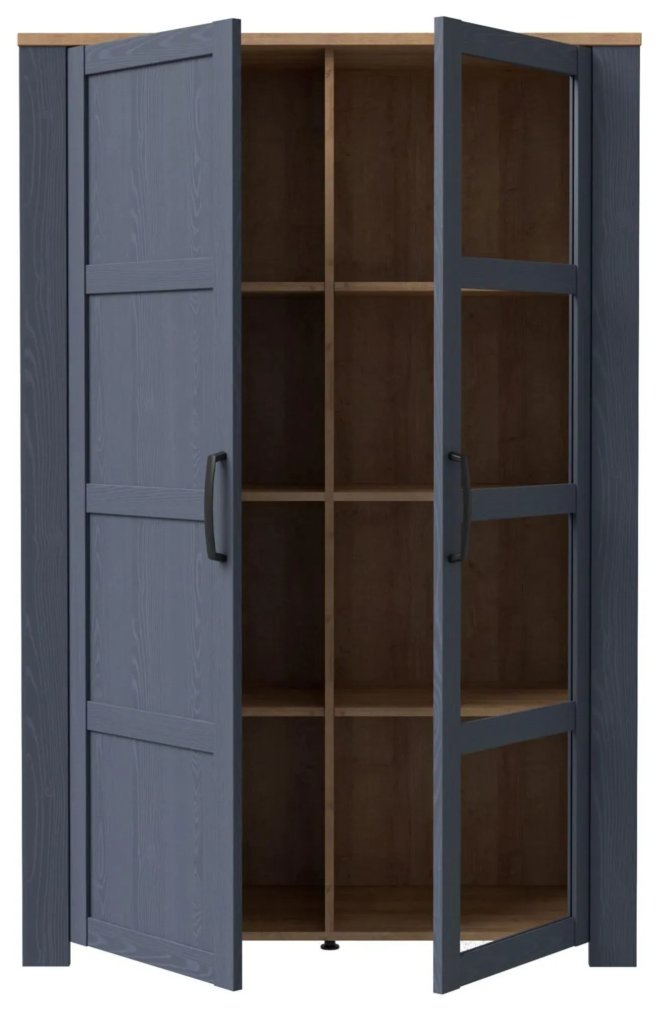 Bohol 2 Door Display Cabinet - Navy, Riviera Oak