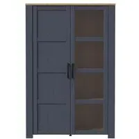 Bohol 2 Door Display Cabinet - Navy, Riviera Oak