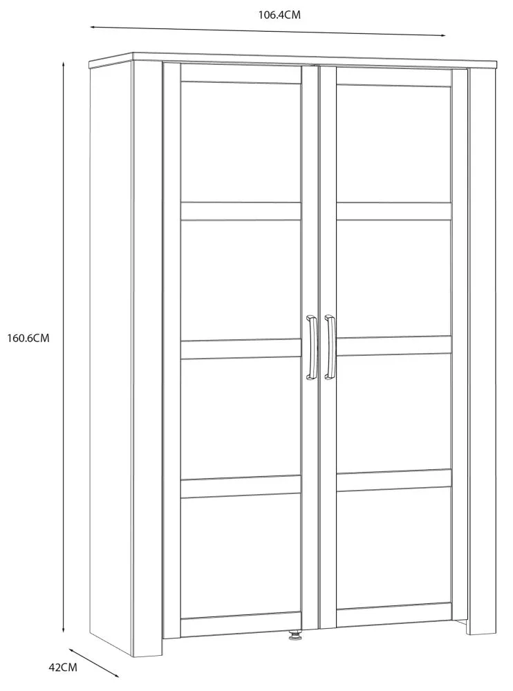 Bohol 2 Door Display Cabinet - White, Riviera Oak