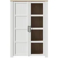 Bohol 2 Door Display Cabinet - White, Riviera Oak