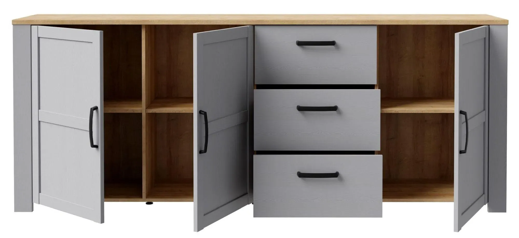 Bohol 3-Door Extra Large Sideboard - Grey Oak, Riviera Oak