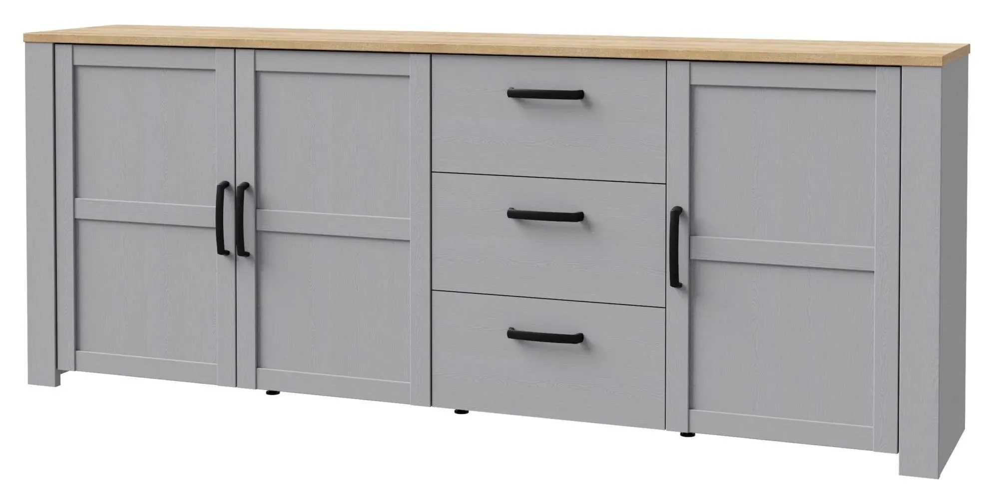 Bohol 3-Door Extra Large Sideboard - Grey Oak, Riviera Oak