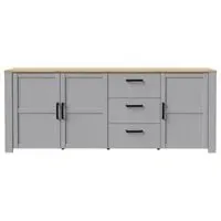 Bohol 3-Door Extra Large Sideboard - Grey Oak, Riviera Oak