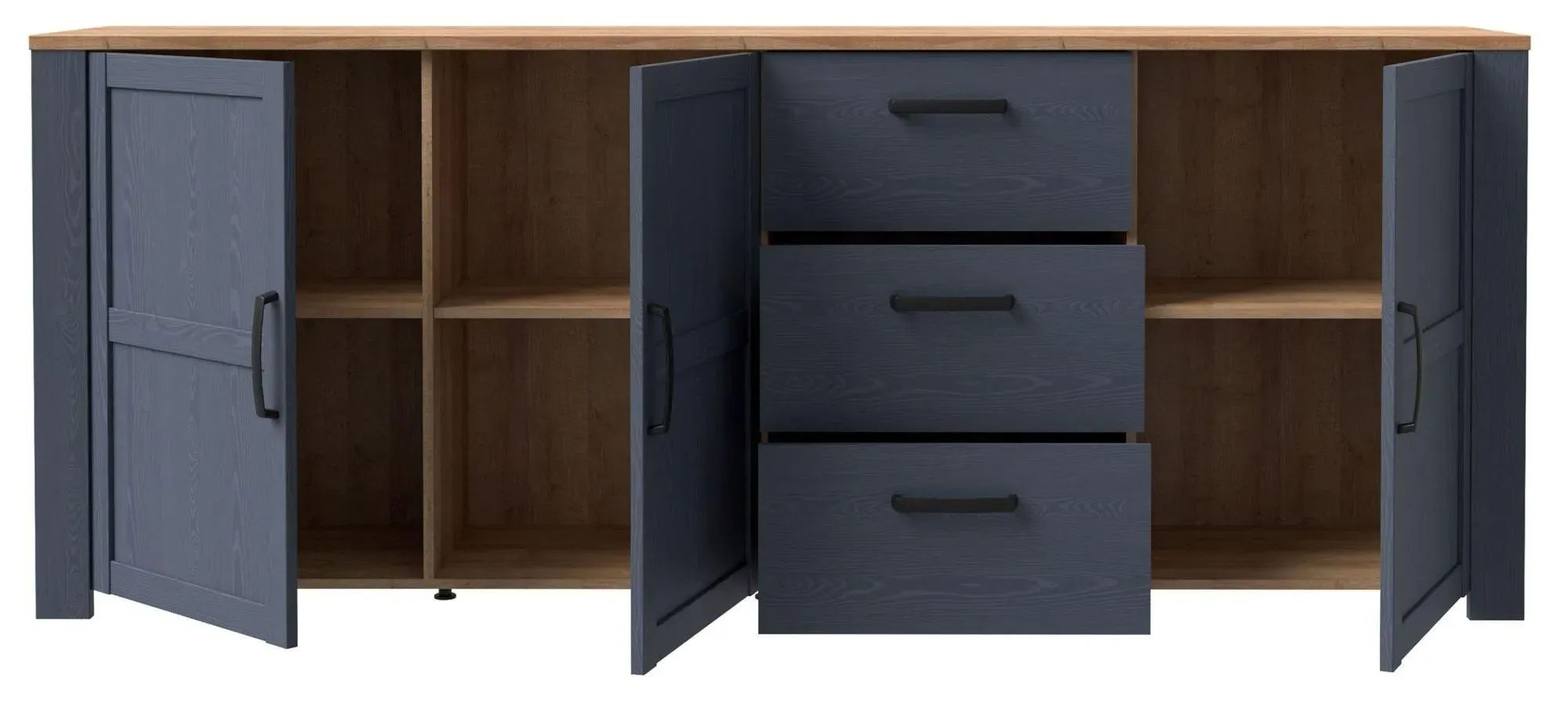 Bohol 3-Door Extra Large Sideboard - Navy, Riviera Oak