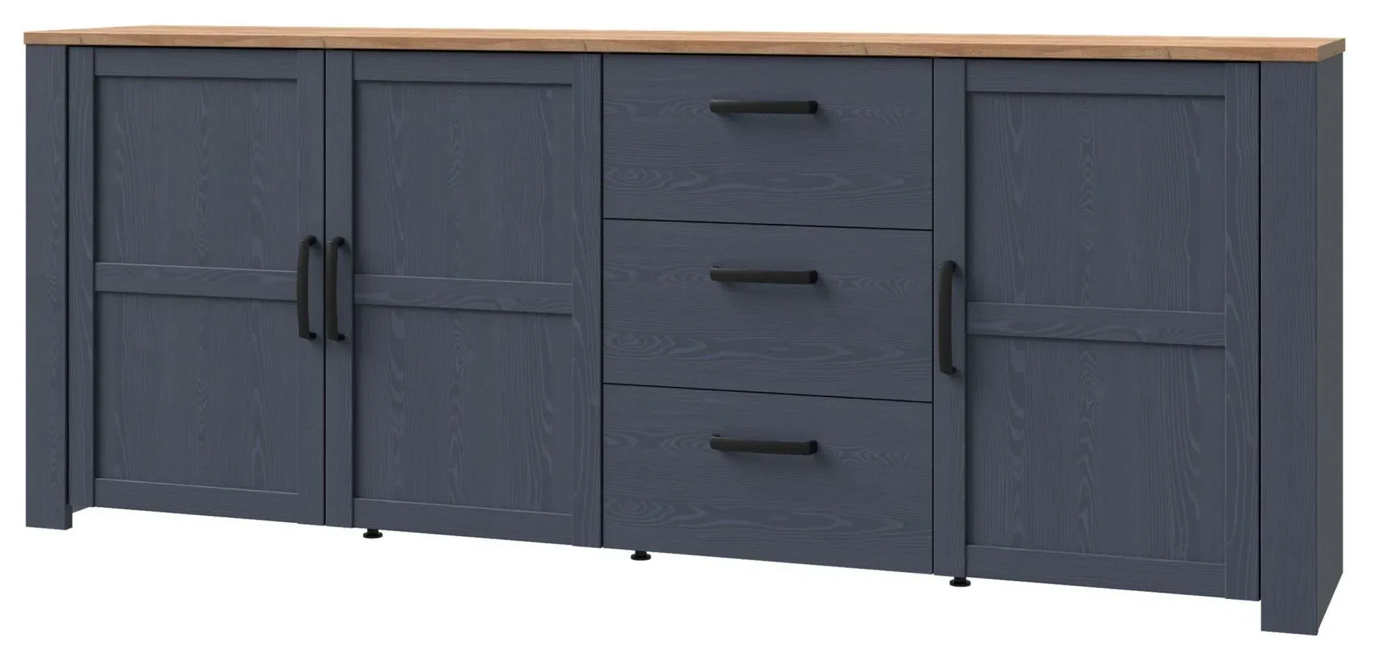 Bohol 3-Door Extra Large Sideboard - Navy, Riviera Oak