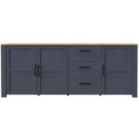 Bohol 3-Door Extra Large Sideboard - Navy, Riviera Oak