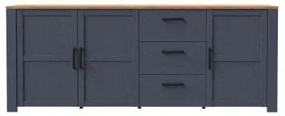 Bohol 3-Door Extra Large Sideboard - Navy, Riviera Oak