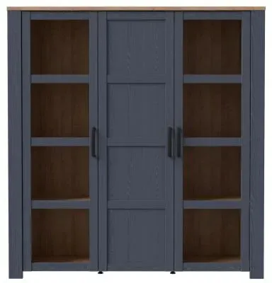 Bohol 3 Door Large Display Cabinet - Navy, Riviera Oak