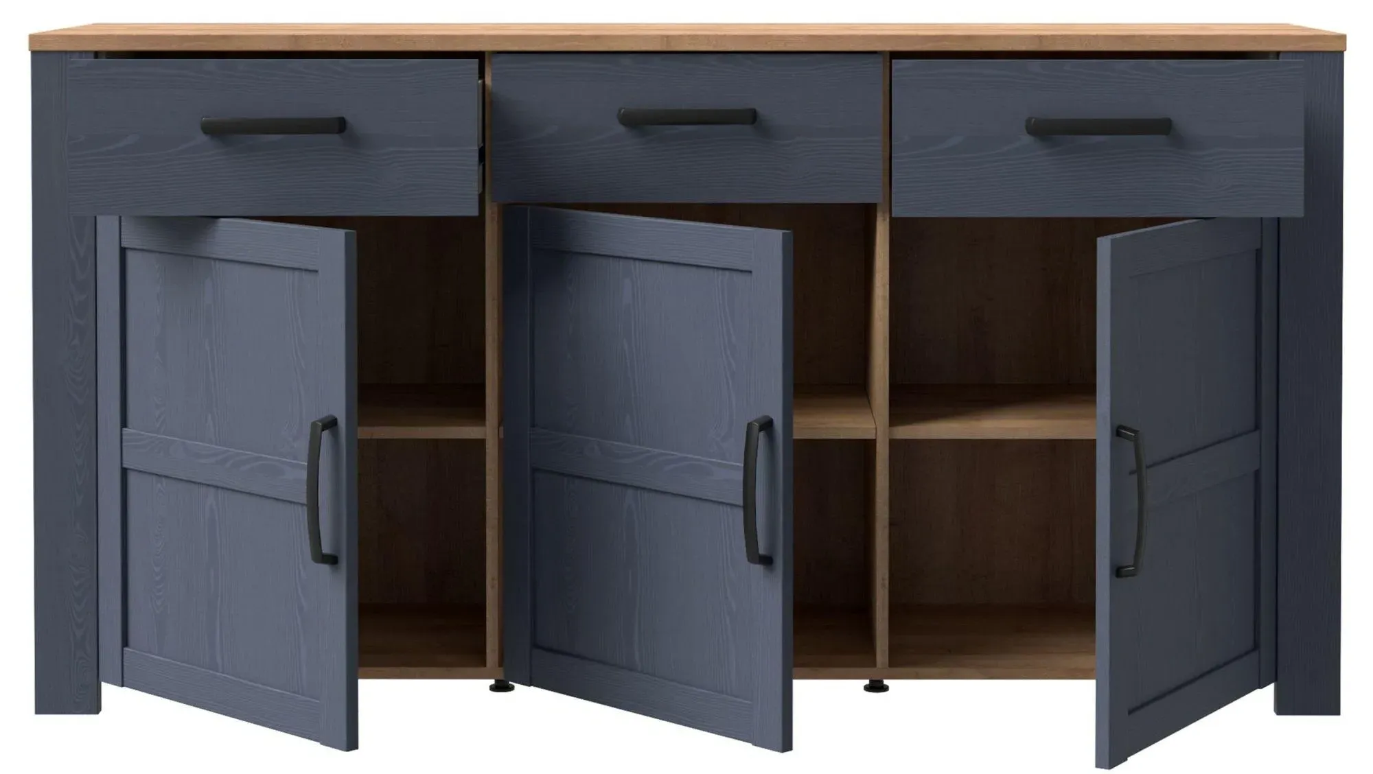 Bohol 3 Door Medium Sideboard - Blue, Oak