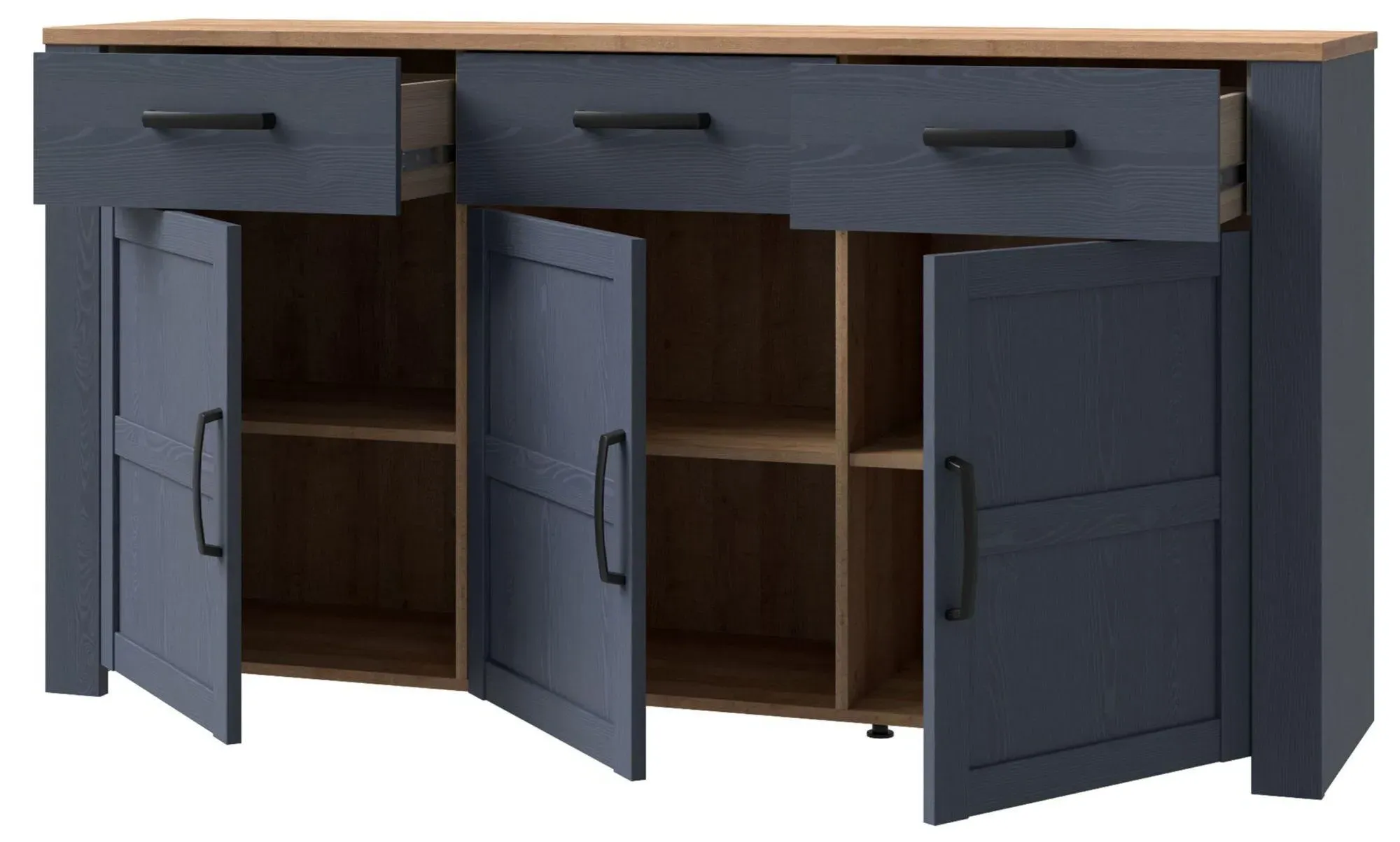 Bohol 3 Door Medium Sideboard - Blue, Oak