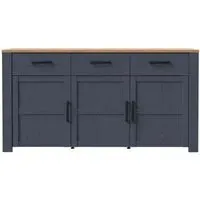Bohol 3 Door Medium Sideboard - Blue, Oak