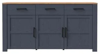 Bohol 3 Door Medium Sideboard - Blue, Oak image