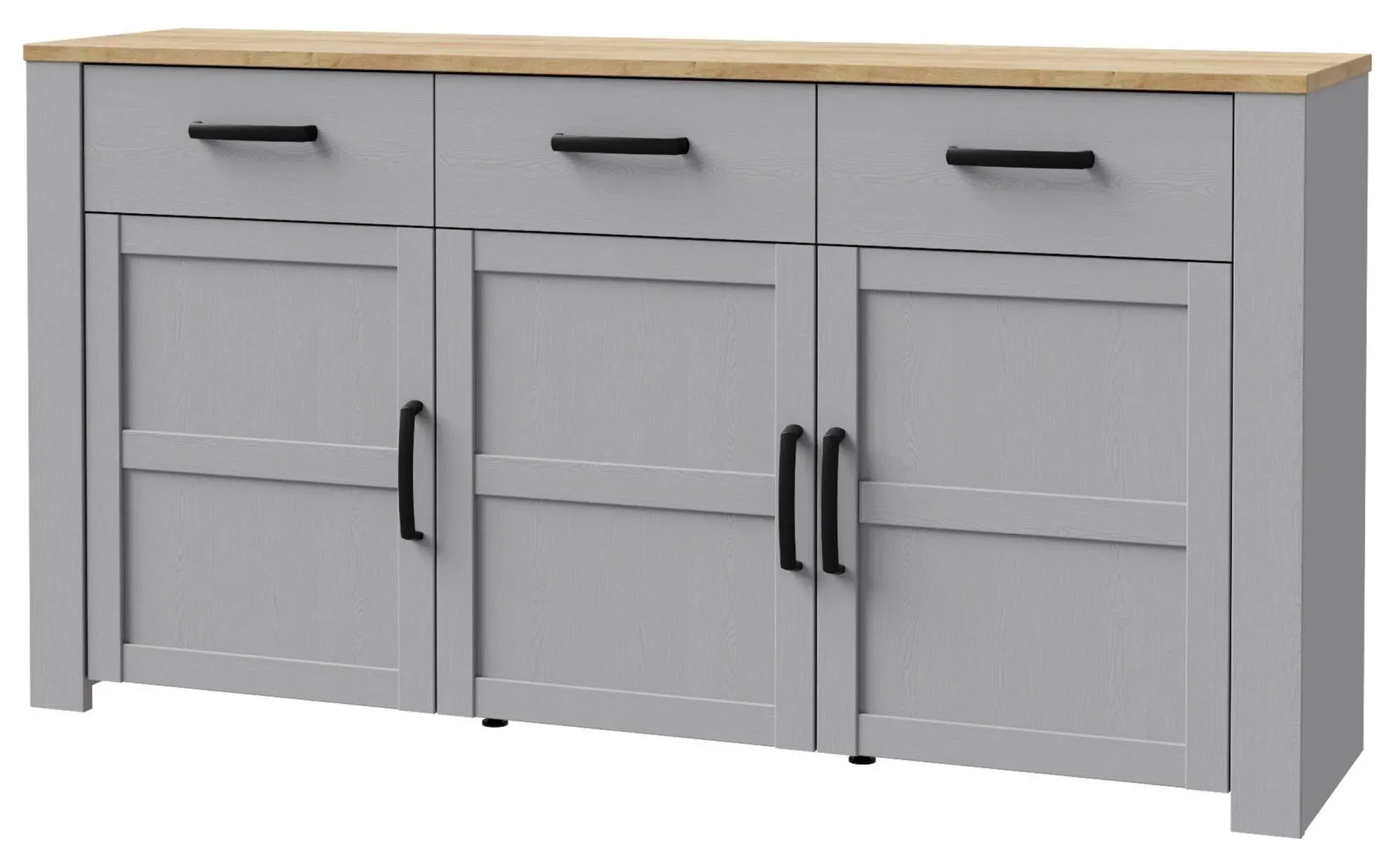 Bohol 3 Door Medium Sideboard - Grey, Oak