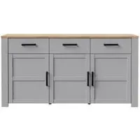 Bohol 3 Door Medium Sideboard - Grey, Oak