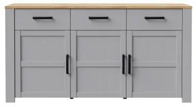 Bohol 3 Door Medium Sideboard - Grey, Oak