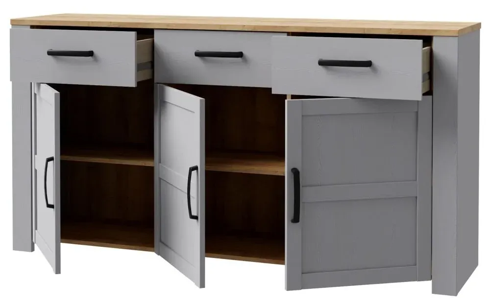 Bohol 3 Door Medium Sideboard - White, Oak
