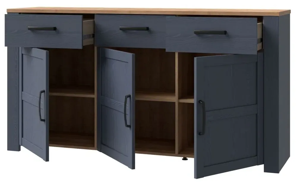 Bohol 3 Door Medium Sideboard - White, Oak