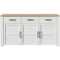Bohol 3 Door Medium Sideboard - White, Oak