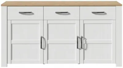 Bohol 3 Door Medium Sideboard - White, Oak