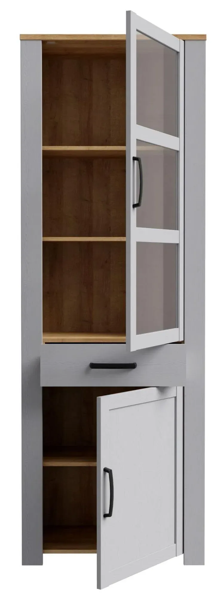 Bohol Narrow Display Cabinet - Grey Oak, Riviera Oak