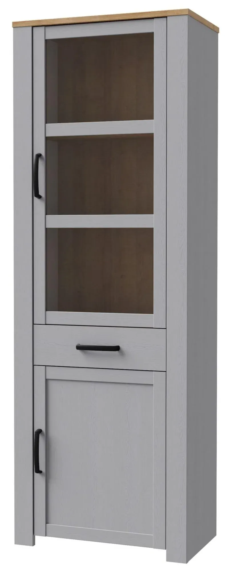Bohol Narrow Display Cabinet - Grey Oak, Riviera Oak