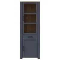 Bohol Narrow Display Cabinet - Navy, Riviera Oak