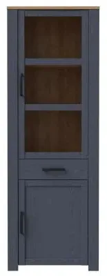 Bohol Narrow Display Cabinet - Navy, Riviera Oak