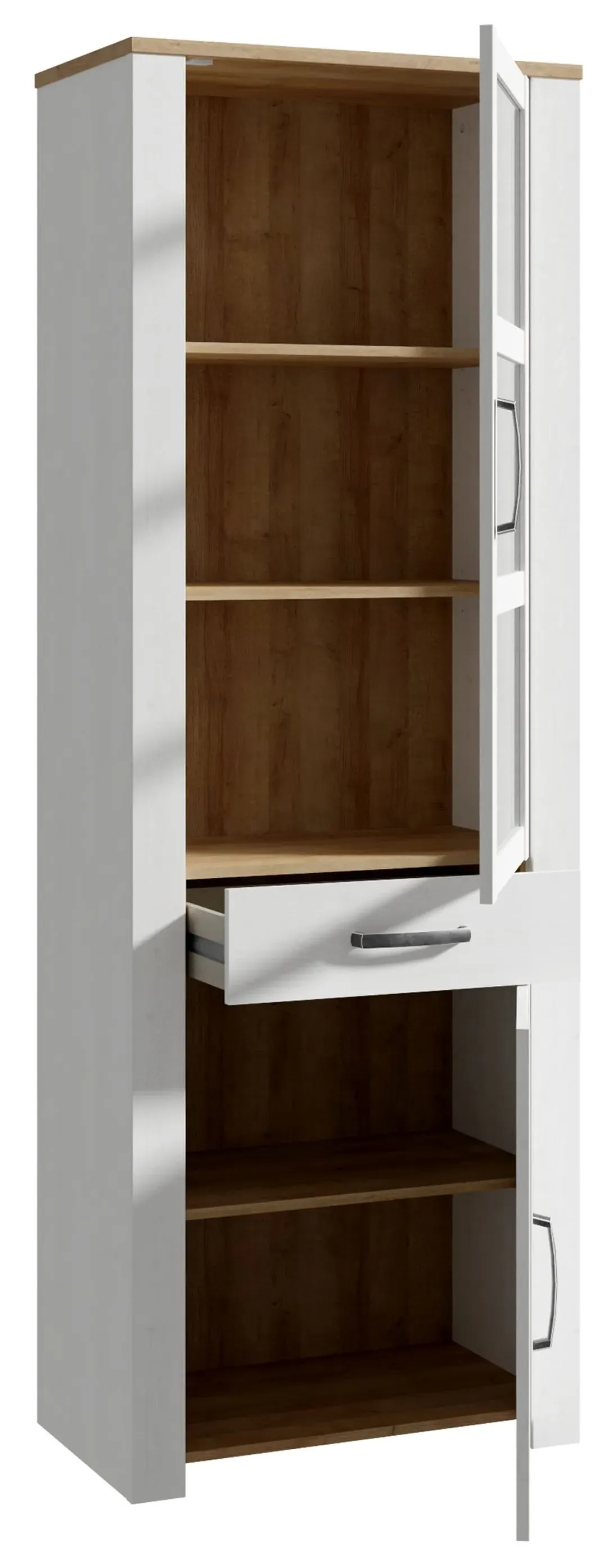 Bohol Narrow Display Cabinet - White, Oak