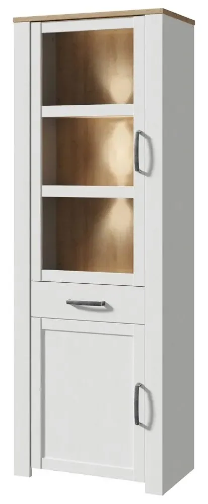 Bohol Narrow Display Cabinet - White, Oak